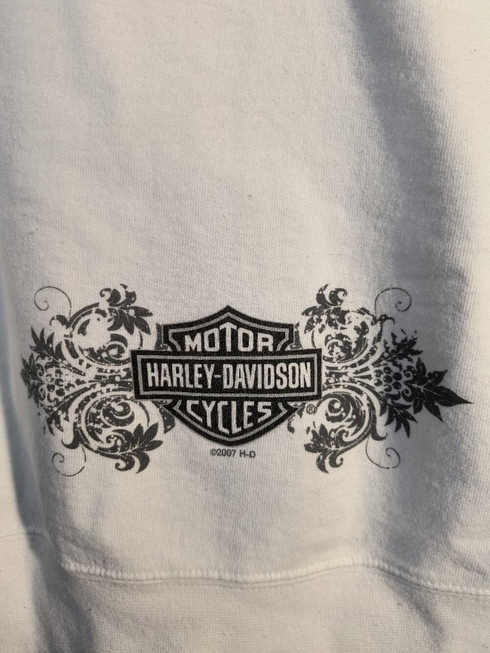 Harley Davidson Women's S White Full Zip Hoodie Blue Springs MO 2007 Sweatshirt - Picture 6 of 8